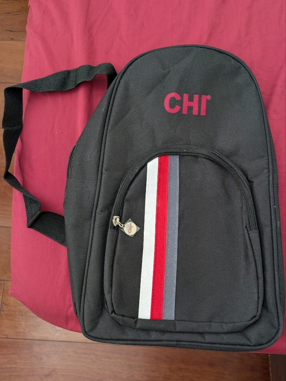 CHI Haircare Travel Backpack Sling Bag Black With Stripes Brand New Without Tags
